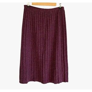 Autriche Couture Ribbed Knitted Wool Skirt Size US M/10 Purple Angora Blend